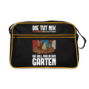 Die tut nix die will nur in den Garten - Gärtnerin - Retro Tasche - Schwarz/Gold - Vorne
