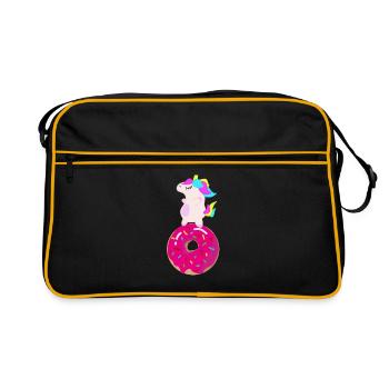 Unicorn Donut - Retro Bag - black/gold - Front
