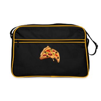 Pizza morceau de pizzeria - Sac Retro - noir/or - Devant