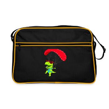 Funny Hang glider dinosaur paraglider flight - Retro Bag - black/gold - Front