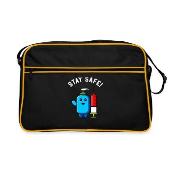 Bleib Gesund Desinfektion Hygiene Spritze Impfung - Retro Tasche - Schwarz/Gold - Vorne