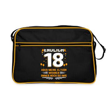 Endlich 18 aber meine Eltern wohnen immer noch ... - Retro Tasche - Schwarz/Gold - Vorne