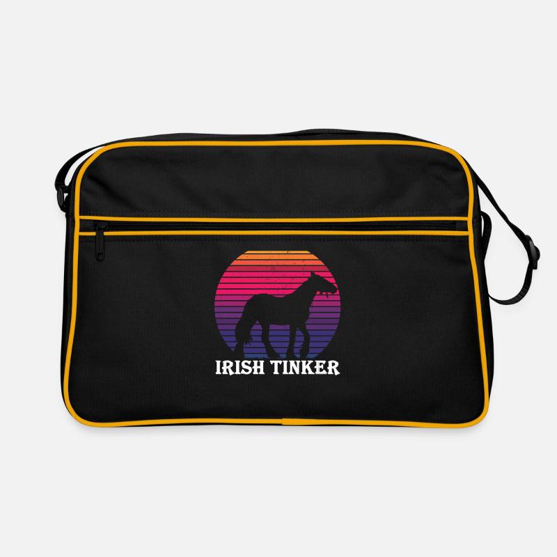 Irish Tinker - Pferd im Retro Style - Retro Tasche - Schwarz/Gold