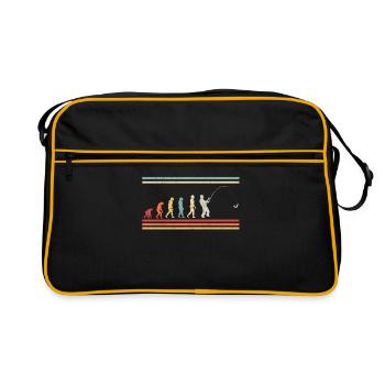 Evolution Angeln Angler - Retro - Retro Tasche - Schwarz/Gold - Vorne