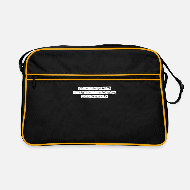 Während du sprichst korrigiere ich - Grammatik - Retro Tasche - Schwarz/Gold