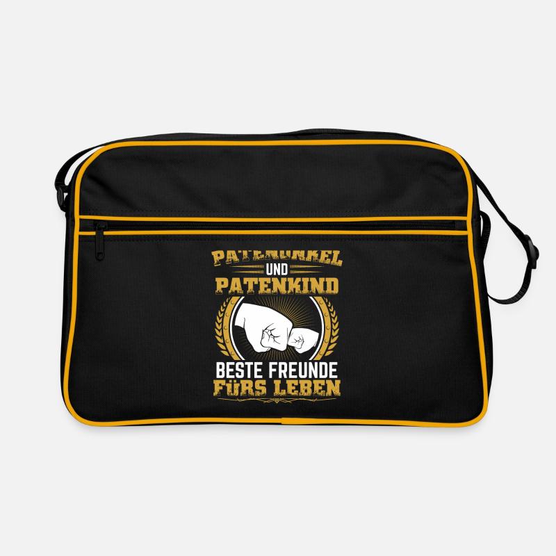 Patenonkel Patenkind Geschenk Taufpate Pate Onkel - Retro Tasche - Schwarz/Gold