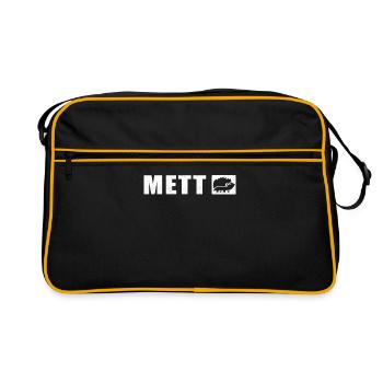 Mettigel | Geschenk Mettbrötchen Mett Hackfleisch - Retro Tasche - Schwarz/Gold - Vorne