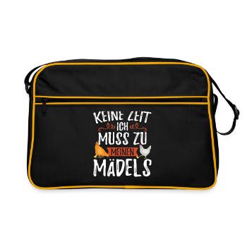 Chickens chicken farmer gift chicken chicken lover - Retro Bag - black/gold - Front