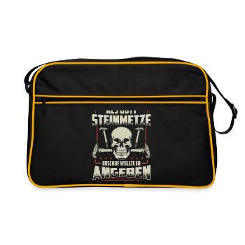 Steinmetz | Steinmetzmeister Geschenk Steinmetze - Retro Tasche - Schwarz/Gold - Vorne