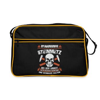 Steinmetz Steinmetze Geschenk Steinmetzmeister - Retro Tasche - Schwarz/Gold - Vorne