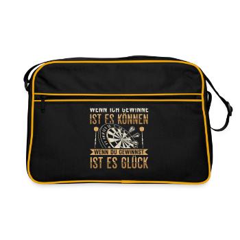 Dart Darts | Darten Darter Dartscheibe Geschenk - Retro Tasche - Schwarz/Gold - Vorne