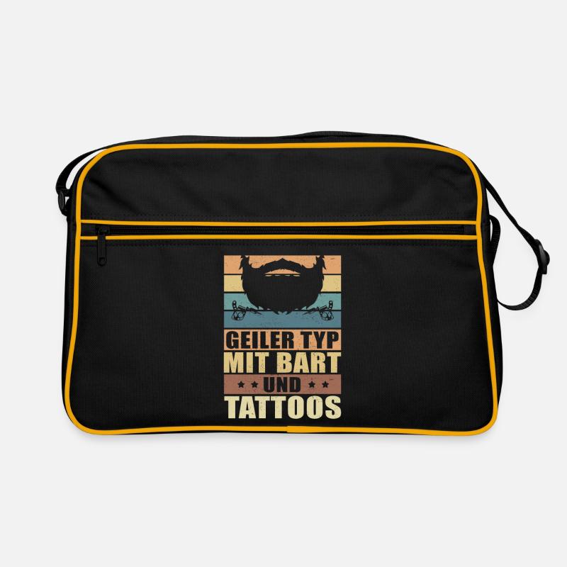 Geiler Typ mit Bart Tattoos Bartträger Geschenk Retro Tasche