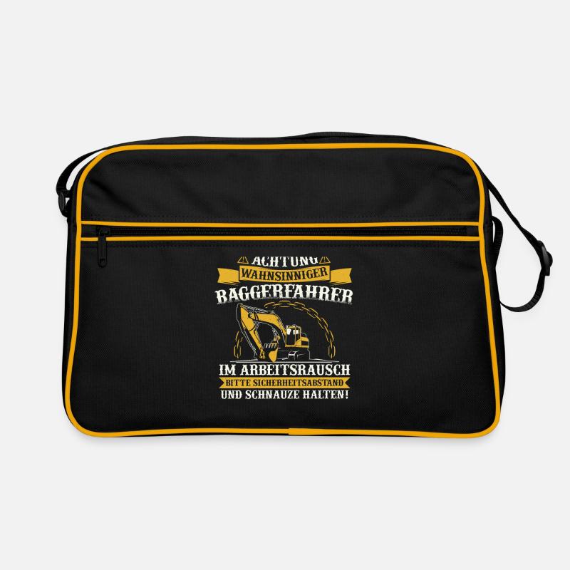 Baggerfahrer Baggerführer Baggern Bagger Geschenk - Retro Tasche - Schwarz/Gold