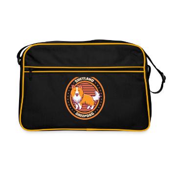 Cadeau de chien de berger Sheltie Shetland - Sac Retro - noir/or - Devant