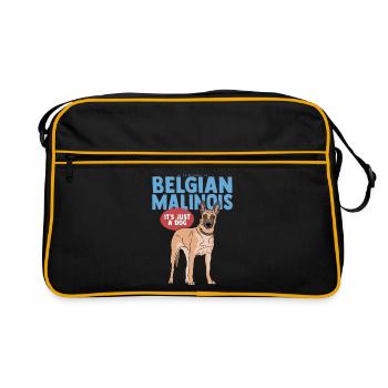 Malinois Belgian Shepherd Dog Gift - Retro Bag - black/gold - Front