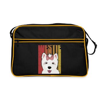 Westie West Highland Terrier Cadeau chien - Sac Retro - noir/or - Devant