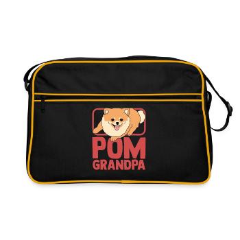 Zwergspitz Pomeranian Hund Pom Grandpa Geschenk - Retro Tasche - Schwarz/Gold - Vorne