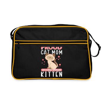 Chat Maman Chaton Propriétaire de chat Chat Cadeau - Sac Retro - noir/or - Devant