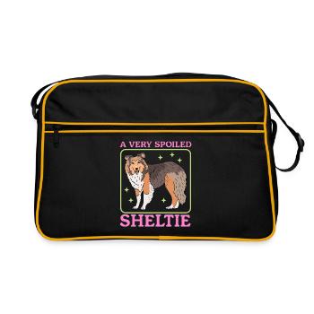Sheltie Maman | Shetland Sheepdog Dog Cadeau - Sac Retro - noir/or - Devant