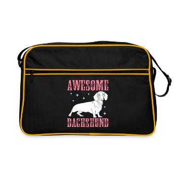 Maman teckel | Cadeau de propriétaire de chien teckel - Sac Retro - noir/or - Devant
