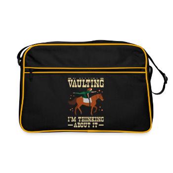 Vaulting Equestrian Sport Sports équestres Cadeau - Sac Retro - noir/or - Devant