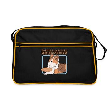 Chiens de berger Shetland | Cadeau de propriétaire de chien - Sac Retro - noir/or - Devant