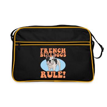 Français Cadeau Bulldog Français Bulldogs - Sac Retro - noir/or - Devant