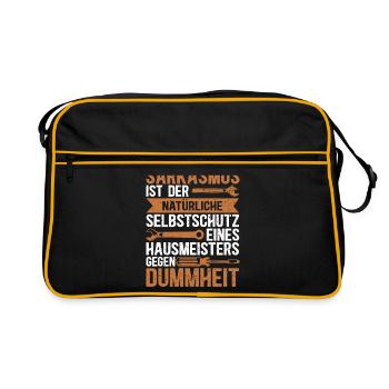Hausmeister Facility Manager Hauswart Geschenk - Retro Tasche - Schwarz/Gold - Vorne