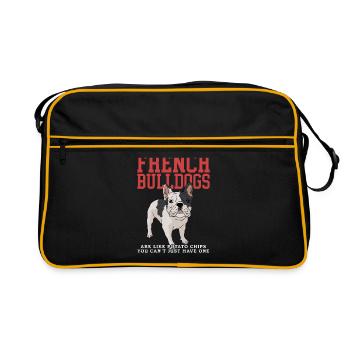 Français Bulldog | Français Cadeau Bulldog - Sac Retro - noir/or - Devant
