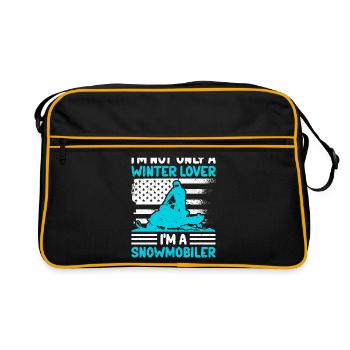 Snowmobile Snowmobiler Snowmobile Gift - Retro Bag - black/gold - Front