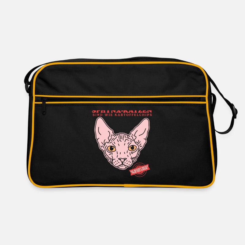 Sphynx Katze Katzenbesitzer Katzen Geschenk - Retro Tasche - Schwarz/Gold