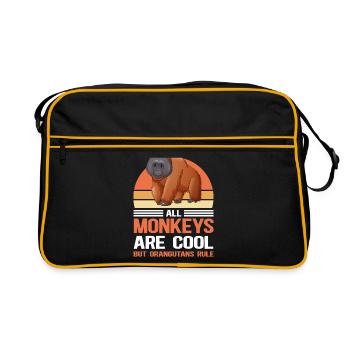 Singes orangs-outans | Cadeau Orang-outan - Sac Retro - noir/or - Devant