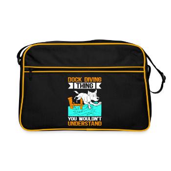 Cadeau de sport pour chien plongeur de quai - Sac Retro - noir/or - Devant