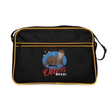 Loutre Loutre Cadeau Loutre de mer - Sac Retro - noir/or - Devant