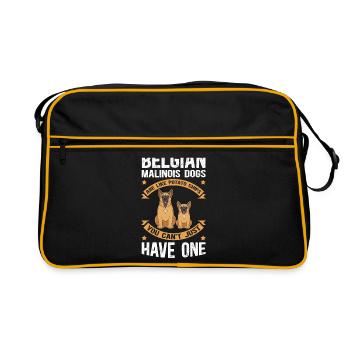 Belgian Shepherd Malinois Dog Gift - Retro Bag - black/gold - Front