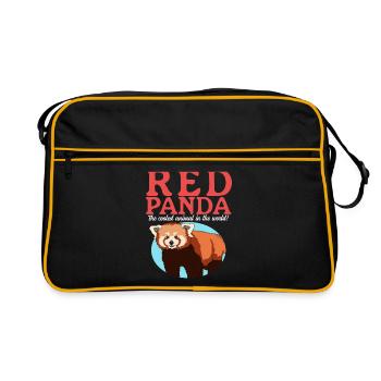 Panda roux | Panda Rouge Pandas Cadeau - Sac Retro - noir/or - Devant