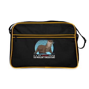Loutre de mer | Cadeau de loutre - Sac Retro - noir/or - Devant