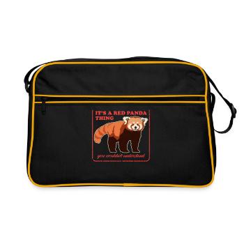 Panda roux | Pandas roux Panda Rouge Cadeau - Sac Retro - noir/or - Devant