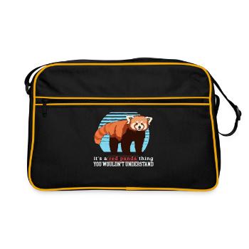 Panda Rouge Panda Rouge Panda Pandas Rouge Cadeau - Sac Retro - noir/or - Devant