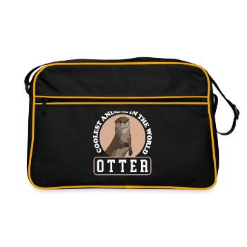 Loutre de mer | Cadeau de loutre - Sac Retro - noir/or - Devant