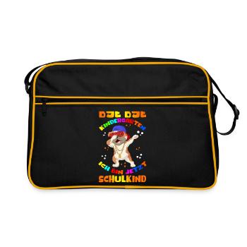 School Enrollment School Beginners Schoolchildren Gift - Retro Bag - black/gold - Front