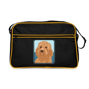 Cavapoo Hunde Cavoodle Hundebesitzer Geschenk - Retro Tasche - Schwarz/Gold - Vorne
