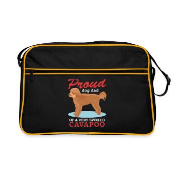 Cavapoo Dad Hunde Hundebesitzer Cavoodle Geschenk - Retro Tasche - Schwarz/Gold - Vorne