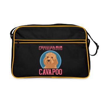 Cavapoo Mom Hunde Cavoodle Hundebesitzer Geschenk - Retro Tasche - Schwarz/Gold - Vorne