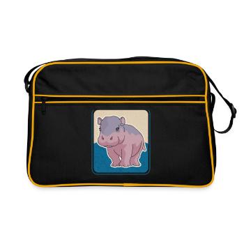 Hippo Baby Hippo Hippo Gift - Retro Bag - black/gold - Front