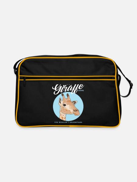 Giraffe Liebhaber Giraffen Geschenk - Retro Tasche - Schwarz/Gold