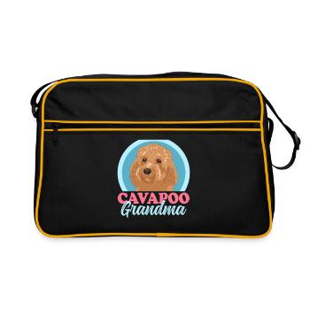 Cavapoo Grandma Hundebesitzer Cavoodle Geschenk - Retro Tasche - Schwarz/Gold - Vorne