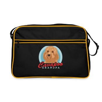 Cavapoo Grandpa Cavoodle Hundebesitzer Geschenk - Retro Tasche - Schwarz/Gold - Vorne