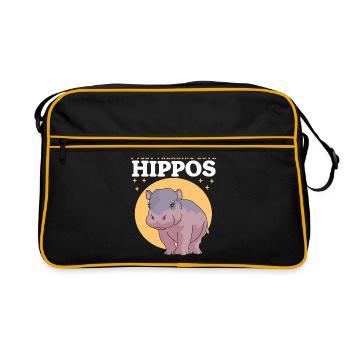 Hippo Baby Hippos Hippos Gift - Retro Bag - black/gold - Front