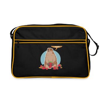 Murmeltiere Munggen Mankai Groundhog Geschenk - Retro Tasche - Schwarz/Gold - Vorne